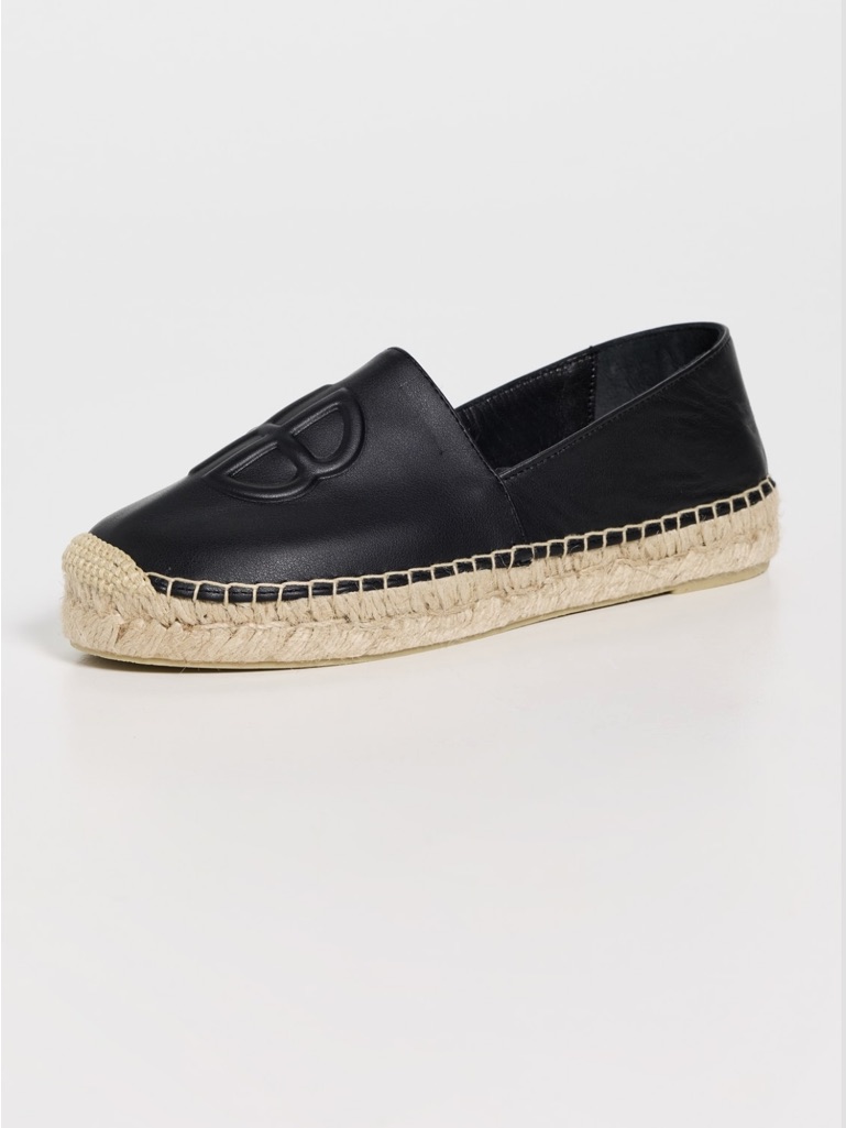 Anine Bing Black Leather Espadrille With Natural Jute Sole - Paloma Flat